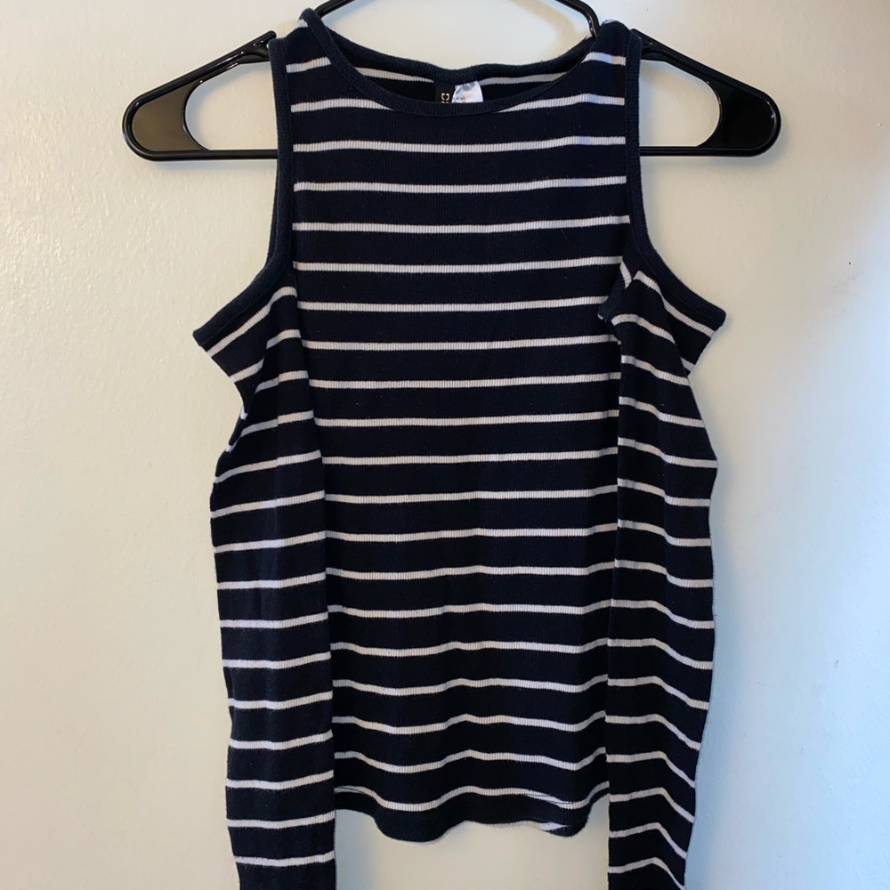 Open Shoulder Striped Top